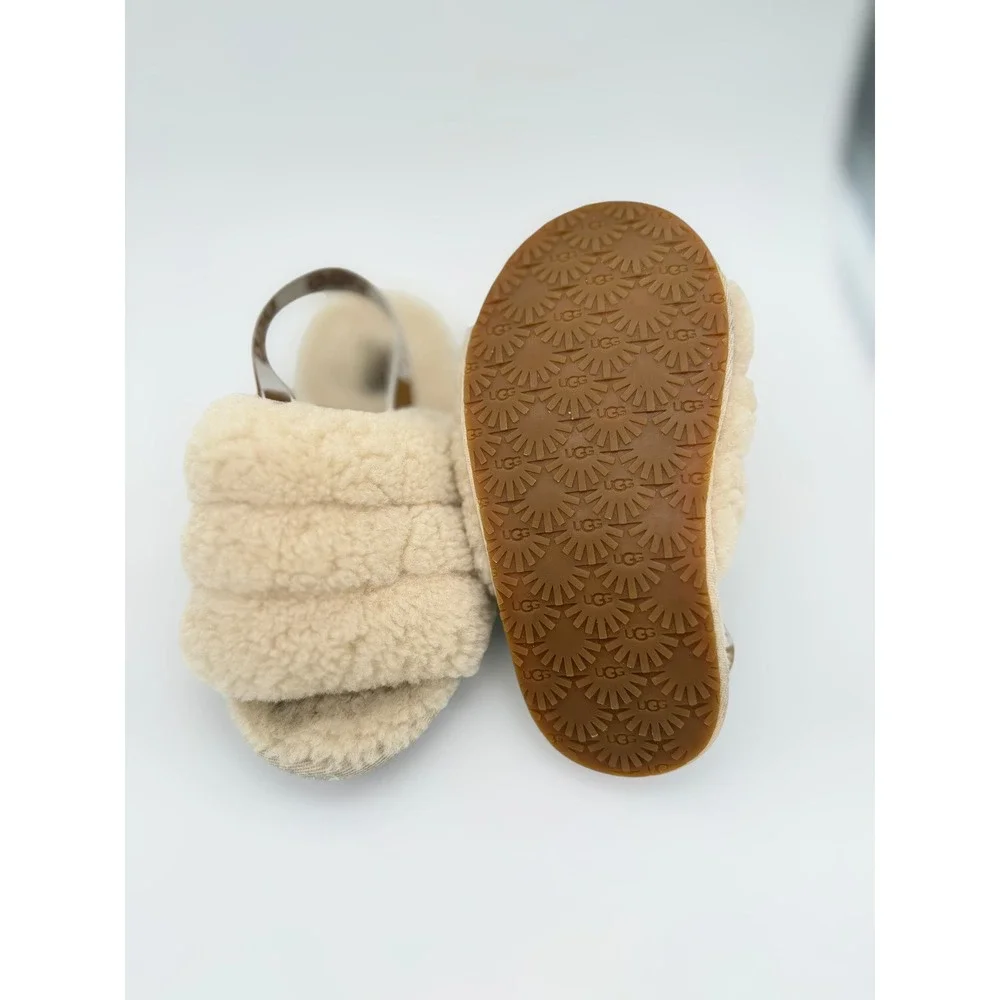 UGG Kids Fluff Yeah Slide Natural Sheepskin Sandal Comfy Casual Size‎ 12 Kids